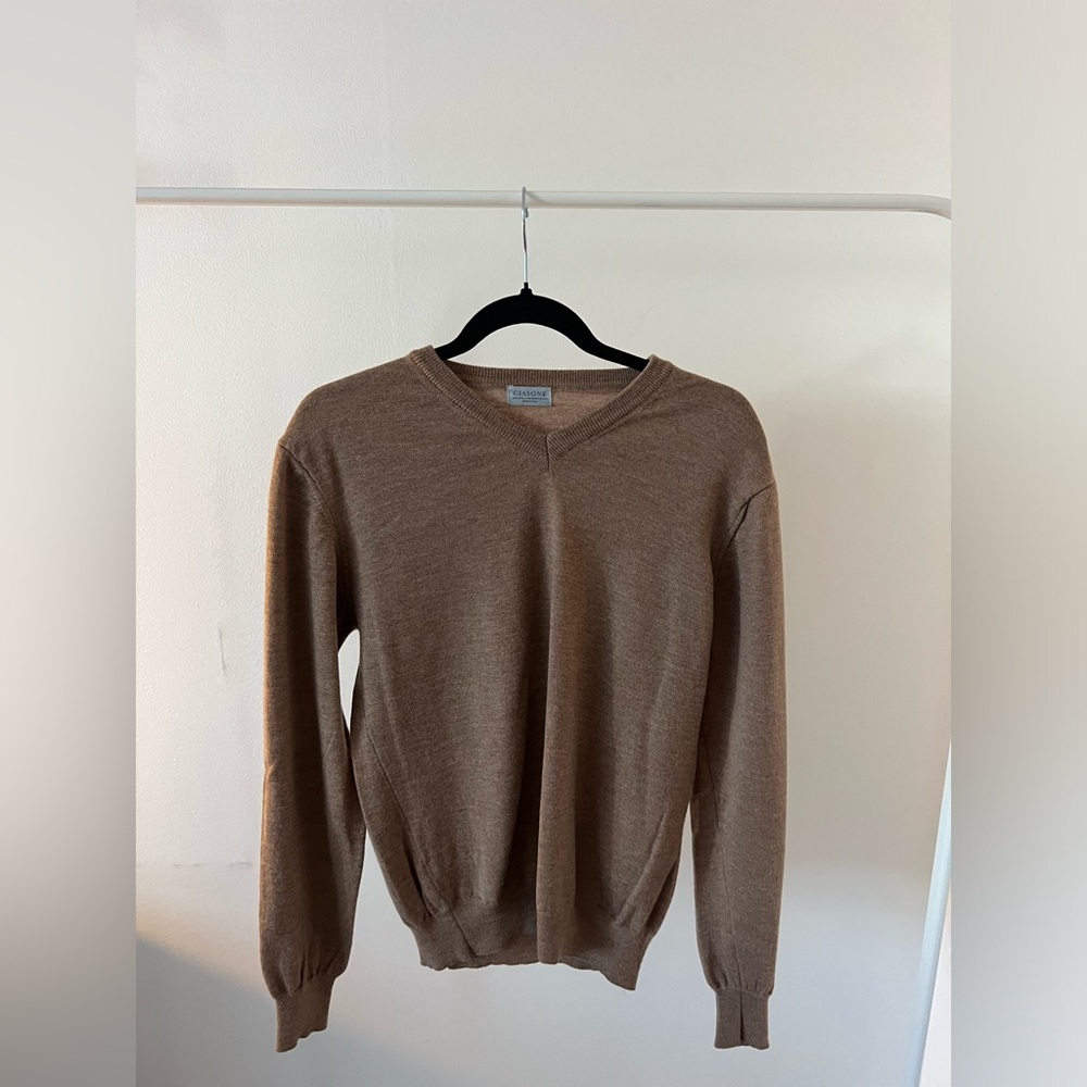 Men's Brown V-Neck Sweater
